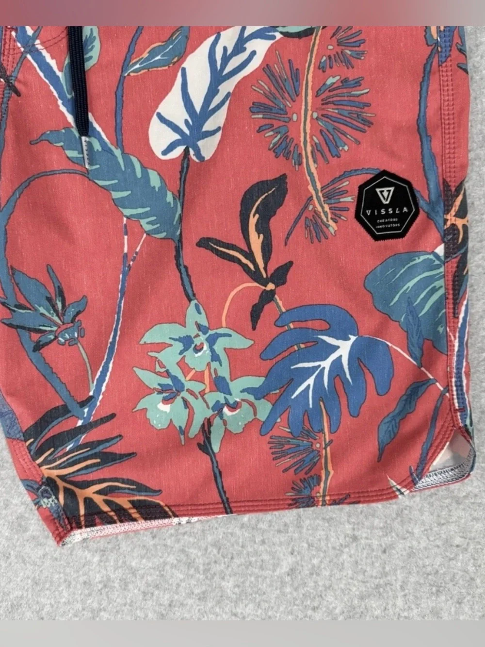 VISSLA Red Coral Floral Men's Swim Board Shorts Swim Trunks Tropical Size 36 - Picture 5 of 14